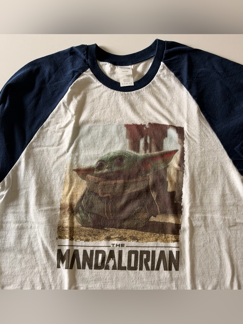 Grogu “The Mandalorian” Navy Ringer Shirt with Raglan Sleeve